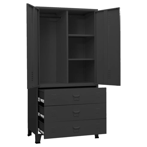 Lady Jillian -  Industrial Wardrobe Black 90x50x180 cm Metal